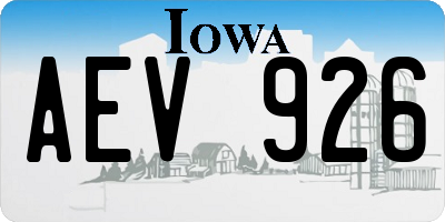 IA license plate AEV926