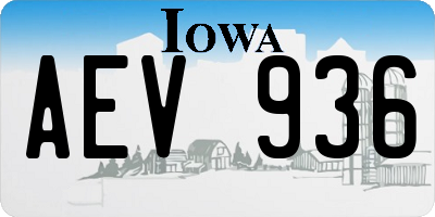 IA license plate AEV936