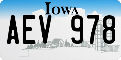 IA license plate AEV978