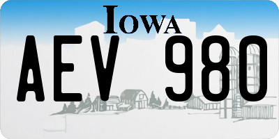 IA license plate AEV980