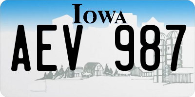 IA license plate AEV987