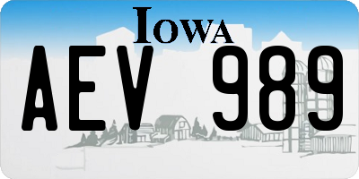 IA license plate AEV989