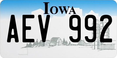 IA license plate AEV992