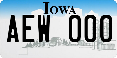 IA license plate AEW000