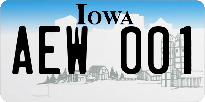 IA license plate AEW001