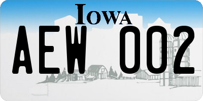 IA license plate AEW002