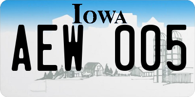 IA license plate AEW005