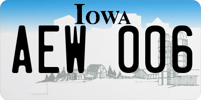 IA license plate AEW006