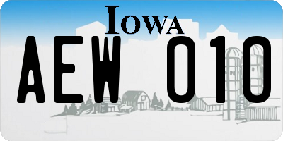 IA license plate AEW010