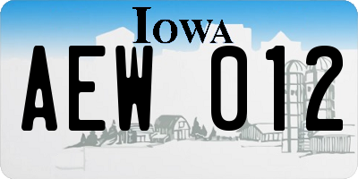 IA license plate AEW012