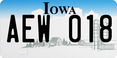 IA license plate AEW018