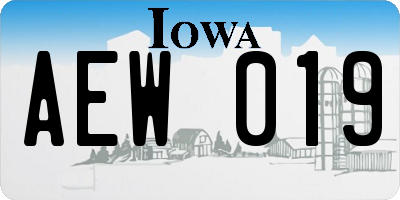 IA license plate AEW019