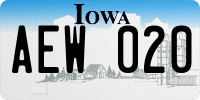 IA license plate AEW020