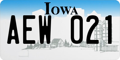 IA license plate AEW021