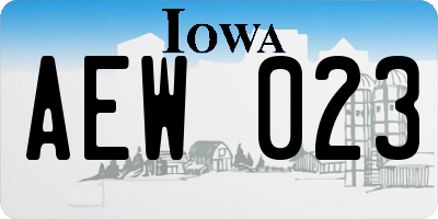 IA license plate AEW023