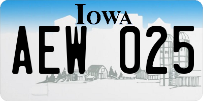 IA license plate AEW025