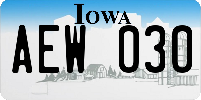 IA license plate AEW030