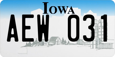IA license plate AEW031