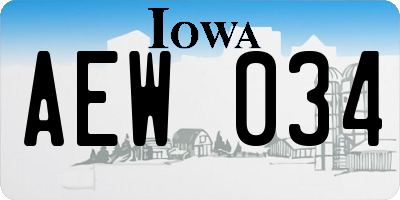 IA license plate AEW034