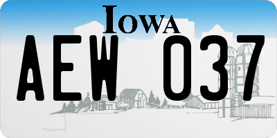 IA license plate AEW037