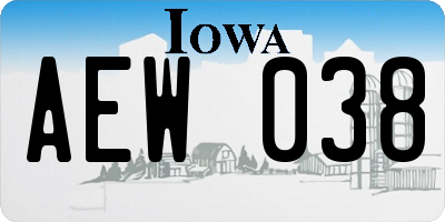 IA license plate AEW038