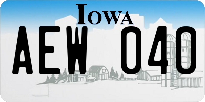 IA license plate AEW040