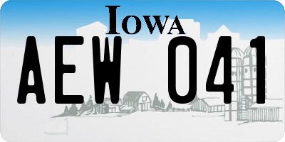 IA license plate AEW041