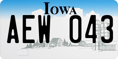 IA license plate AEW043