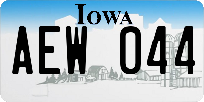 IA license plate AEW044