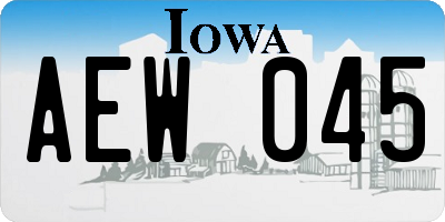 IA license plate AEW045