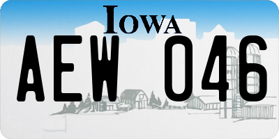 IA license plate AEW046