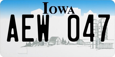 IA license plate AEW047