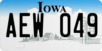 IA license plate AEW049