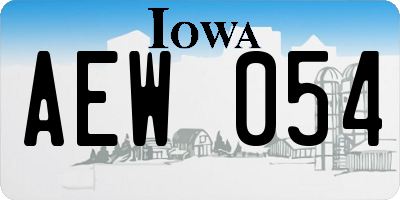 IA license plate AEW054