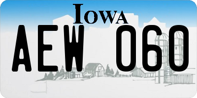 IA license plate AEW060