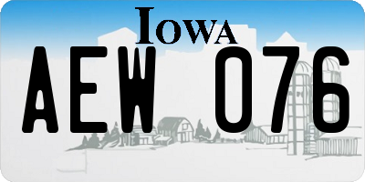 IA license plate AEW076