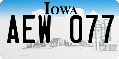 IA license plate AEW077