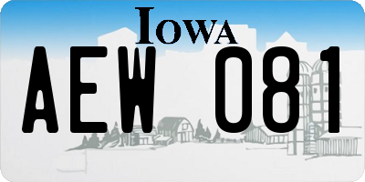 IA license plate AEW081