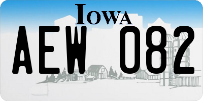 IA license plate AEW082