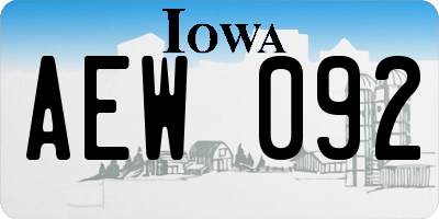 IA license plate AEW092