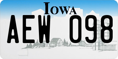 IA license plate AEW098