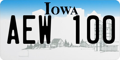 IA license plate AEW100