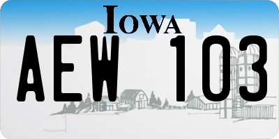 IA license plate AEW103