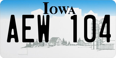 IA license plate AEW104