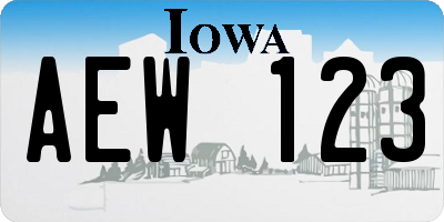 IA license plate AEW123