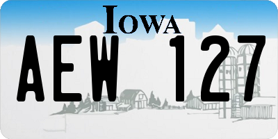 IA license plate AEW127