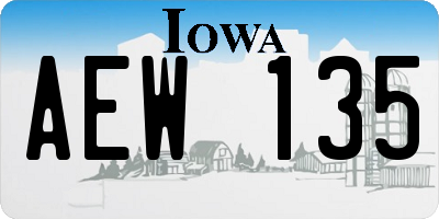 IA license plate AEW135