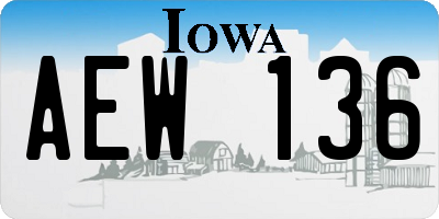 IA license plate AEW136