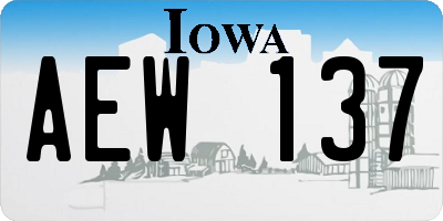 IA license plate AEW137
