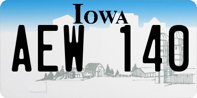 IA license plate AEW140